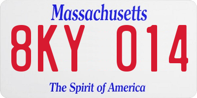 MA license plate 8KY014