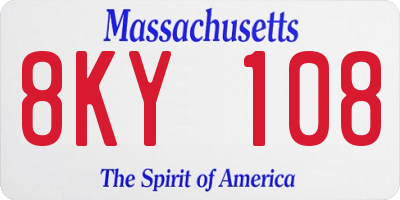 MA license plate 8KY108