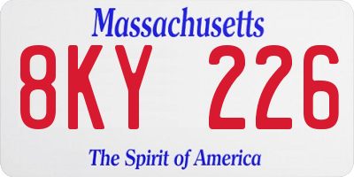 MA license plate 8KY226
