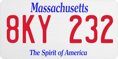 MA license plate 8KY232