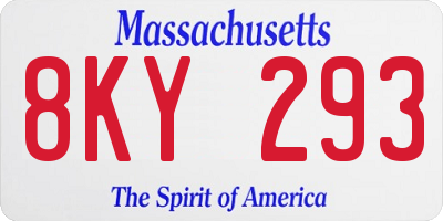 MA license plate 8KY293