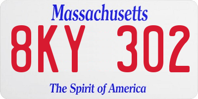 MA license plate 8KY302