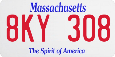 MA license plate 8KY308