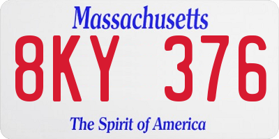MA license plate 8KY376
