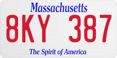 MA license plate 8KY387