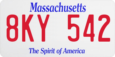 MA license plate 8KY542