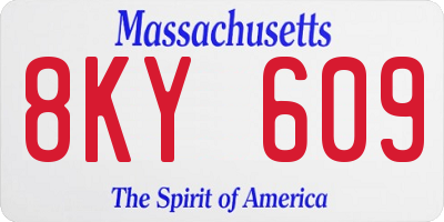 MA license plate 8KY609