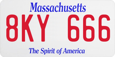 MA license plate 8KY666