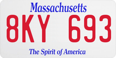 MA license plate 8KY693