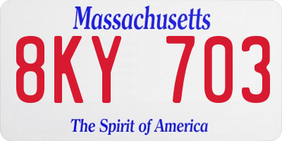 MA license plate 8KY703