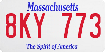 MA license plate 8KY773