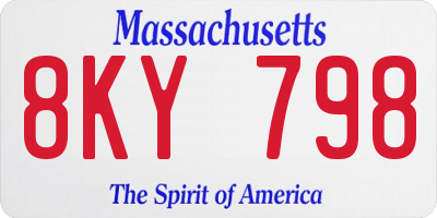 MA license plate 8KY798