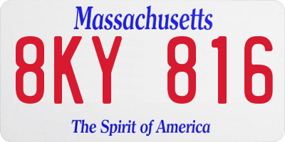 MA license plate 8KY816