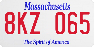 MA license plate 8KZ065