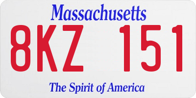 MA license plate 8KZ151