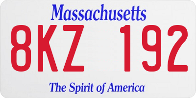 MA license plate 8KZ192