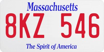 MA license plate 8KZ546