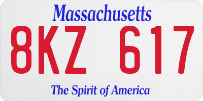 MA license plate 8KZ617