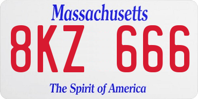 MA license plate 8KZ666