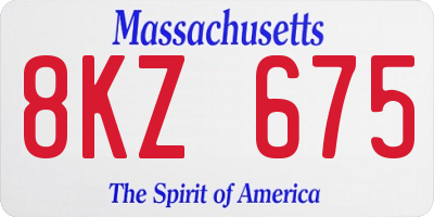 MA license plate 8KZ675