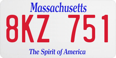 MA license plate 8KZ751