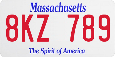 MA license plate 8KZ789