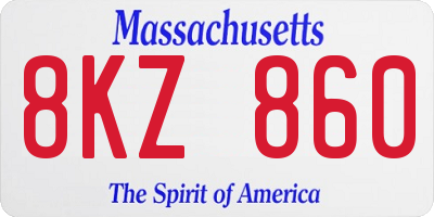 MA license plate 8KZ860