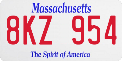 MA license plate 8KZ954