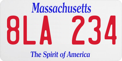 MA license plate 8LA234