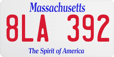 MA license plate 8LA392