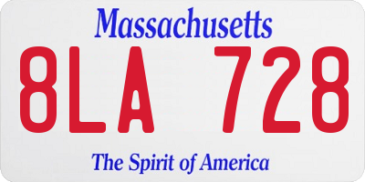 MA license plate 8LA728