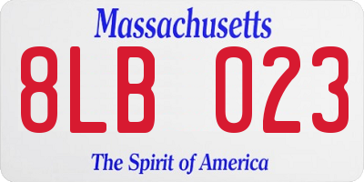 MA license plate 8LB023