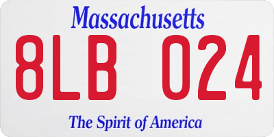 MA license plate 8LB024