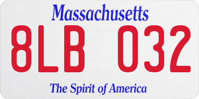 MA license plate 8LB032