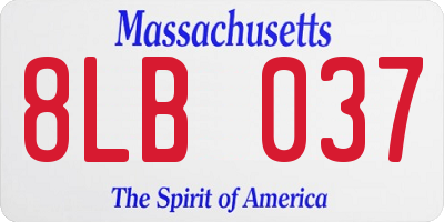 MA license plate 8LB037