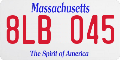 MA license plate 8LB045