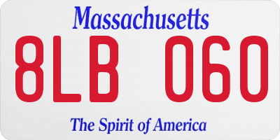 MA license plate 8LB060