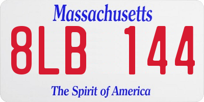 MA license plate 8LB144
