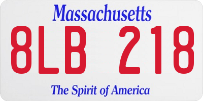 MA license plate 8LB218