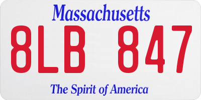 MA license plate 8LB847