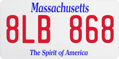 MA license plate 8LB868