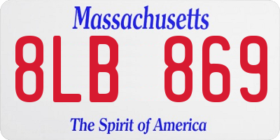 MA license plate 8LB869