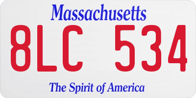 MA license plate 8LC534