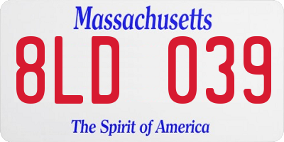 MA license plate 8LD039