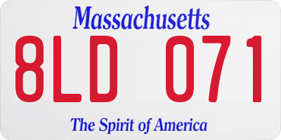 MA license plate 8LD071