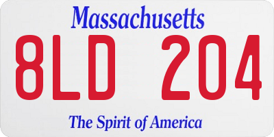 MA license plate 8LD204