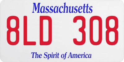 MA license plate 8LD308