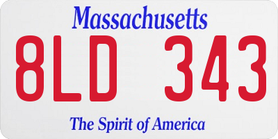 MA license plate 8LD343