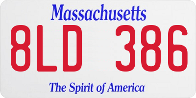 MA license plate 8LD386