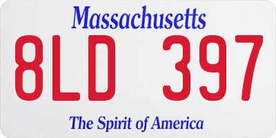 MA license plate 8LD397